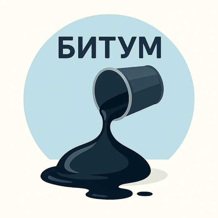 Битум, плавно вытекающий из ведра