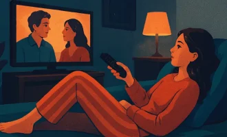 Девушка смотрит сериалы